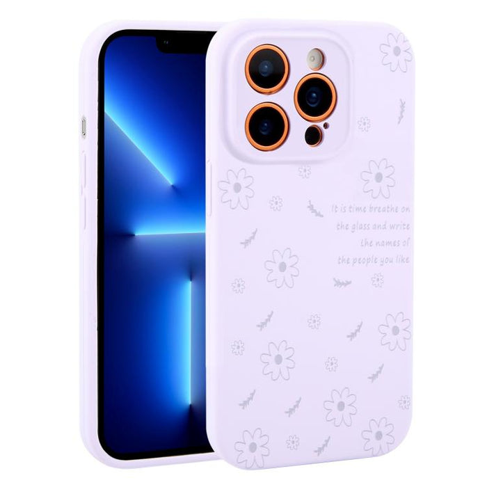 Funda de silicona líquida con estampado floral de margaritas y orificios de precisión para teléfono, For iPhone 13 Pro Max, For iPhone 13 Pro, For iPhone 13, For iPhone 12, For iPhone 12 Pro Max, For iPhone 12 Pro