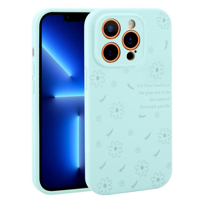 Funda de silicona líquida con estampado floral de margaritas y orificios de precisión para teléfono, For iPhone 13 Pro Max, For iPhone 13 Pro, For iPhone 13, For iPhone 12, For iPhone 12 Pro Max, For iPhone 12 Pro
