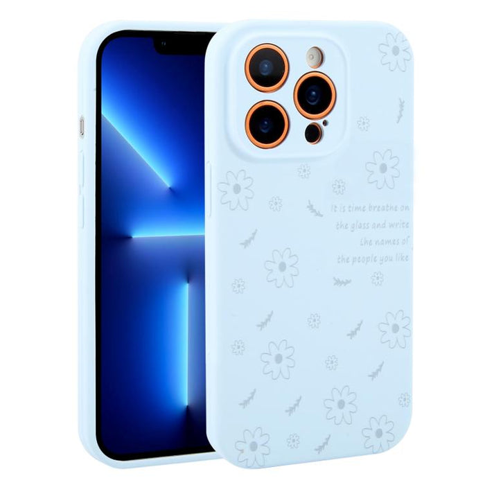 Funda de silicona líquida con estampado floral de margaritas y orificios de precisión para teléfono, For iPhone 13 Pro Max, For iPhone 13 Pro, For iPhone 13, For iPhone 12, For iPhone 12 Pro Max, For iPhone 12 Pro