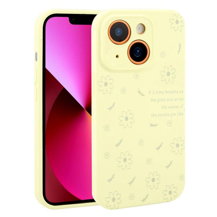 Funda de silicona líquida con estampado floral de margaritas y orificios de precisión para teléfono, For iPhone 13 Pro Max, For iPhone 13 Pro, For iPhone 13, For iPhone 12, For iPhone 12 Pro Max, For iPhone 12 Pro