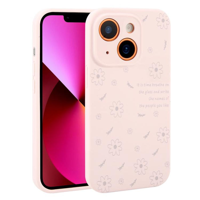Funda de silicona líquida con estampado floral de margaritas y orificios de precisión para teléfono, For iPhone 13 Pro Max, For iPhone 13 Pro, For iPhone 13, For iPhone 12, For iPhone 12 Pro Max, For iPhone 12 Pro