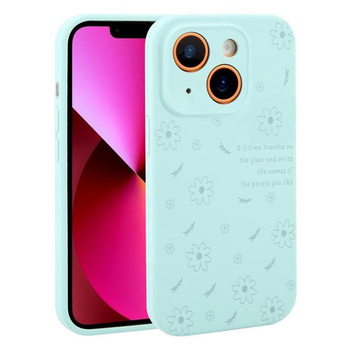 Funda de silicona líquida con estampado floral de margaritas y orificios de precisión para teléfono, For iPhone 13 Pro Max, For iPhone 13 Pro, For iPhone 13, For iPhone 12, For iPhone 12 Pro Max, For iPhone 12 Pro