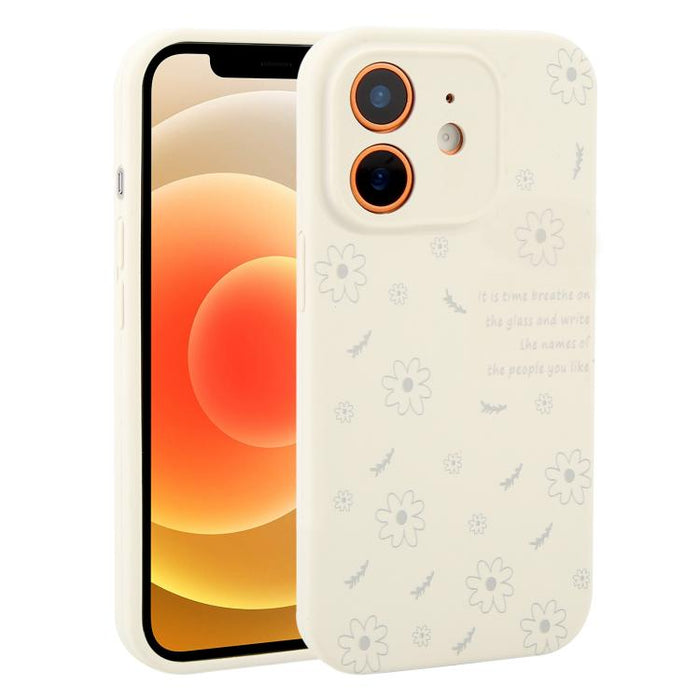 Funda de silicona líquida con estampado floral de margaritas y orificios de precisión para teléfono, For iPhone 13 Pro Max, For iPhone 13 Pro, For iPhone 13, For iPhone 12, For iPhone 12 Pro Max, For iPhone 12 Pro