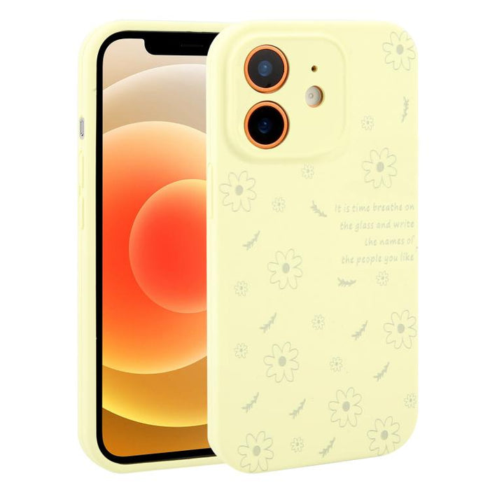 Funda de silicona líquida con estampado floral de margaritas y orificios de precisión para teléfono, For iPhone 13 Pro Max, For iPhone 13 Pro, For iPhone 13, For iPhone 12, For iPhone 12 Pro Max, For iPhone 12 Pro