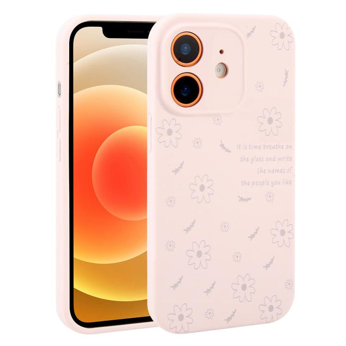 Funda de silicona líquida con estampado floral de margaritas y orificios de precisión para teléfono, For iPhone 13 Pro Max, For iPhone 13 Pro, For iPhone 13, For iPhone 12, For iPhone 12 Pro Max, For iPhone 12 Pro