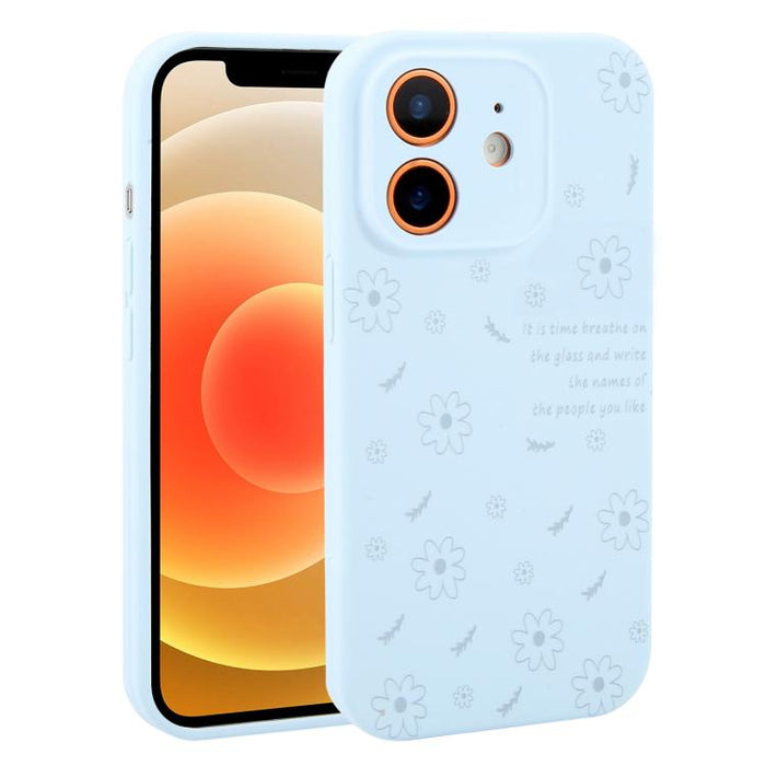 Funda de silicona líquida con estampado floral de margaritas y orificios de precisión para teléfono, For iPhone 13 Pro Max, For iPhone 13 Pro, For iPhone 13, For iPhone 12, For iPhone 12 Pro Max, For iPhone 12 Pro