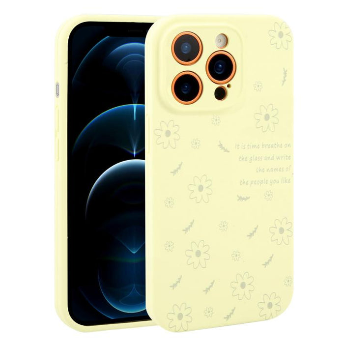 Funda de silicona líquida con estampado floral de margaritas y orificios de precisión para teléfono, For iPhone 13 Pro Max, For iPhone 13 Pro, For iPhone 13, For iPhone 12, For iPhone 12 Pro Max, For iPhone 12 Pro