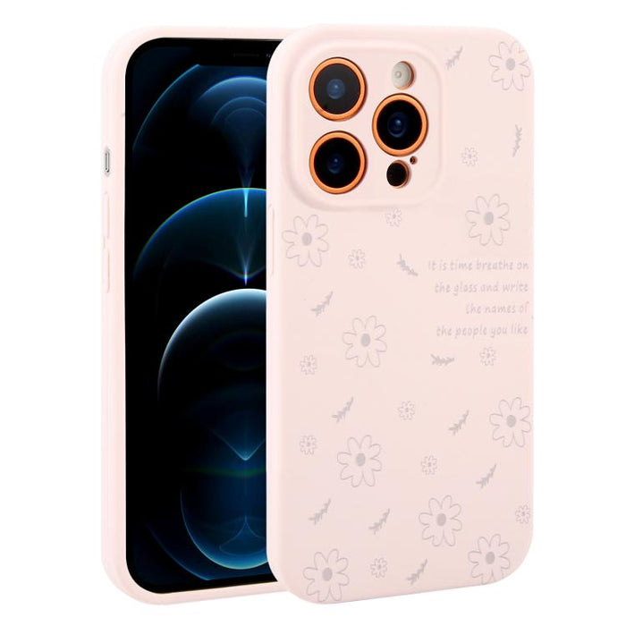 Funda de silicona líquida con estampado floral de margaritas y orificios de precisión para teléfono, For iPhone 13 Pro Max, For iPhone 13 Pro, For iPhone 13, For iPhone 12, For iPhone 12 Pro Max, For iPhone 12 Pro