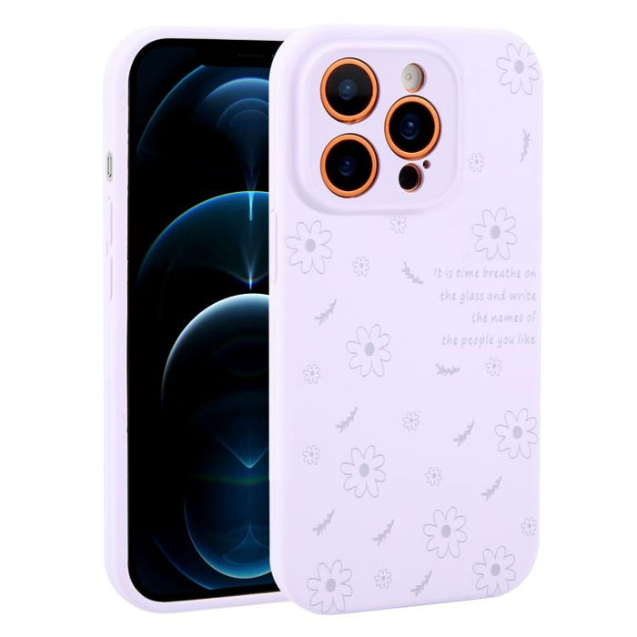 Funda de silicona líquida con estampado floral de margaritas y orificios de precisión para teléfono, For iPhone 13 Pro Max, For iPhone 13 Pro, For iPhone 13, For iPhone 12, For iPhone 12 Pro Max, For iPhone 12 Pro