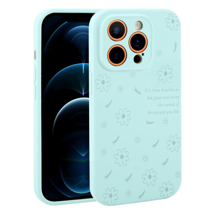 Funda de silicona líquida con estampado floral de margaritas y orificios de precisión para teléfono, For iPhone 13 Pro Max, For iPhone 13 Pro, For iPhone 13, For iPhone 12, For iPhone 12 Pro Max, For iPhone 12 Pro