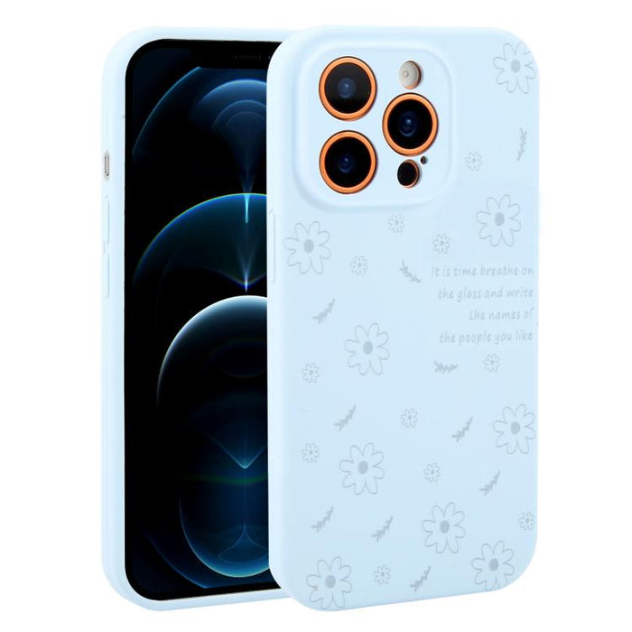 Funda de silicona líquida con estampado floral de margaritas y orificios de precisión para teléfono, For iPhone 13 Pro Max, For iPhone 13 Pro, For iPhone 13, For iPhone 12, For iPhone 12 Pro Max, For iPhone 12 Pro