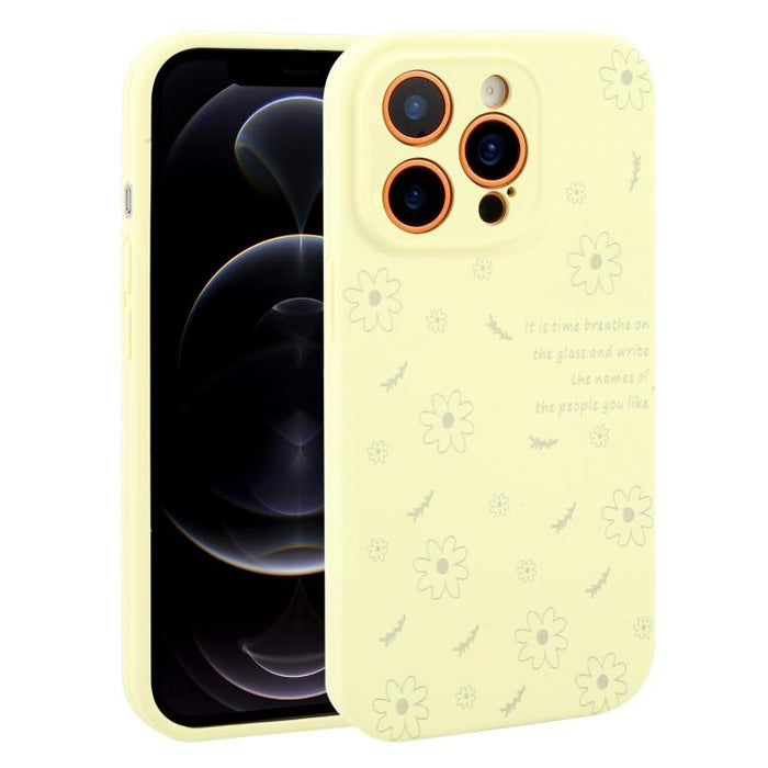 Funda de silicona líquida con estampado floral de margaritas y orificios de precisión para teléfono, For iPhone 13 Pro Max, For iPhone 13 Pro, For iPhone 13, For iPhone 12, For iPhone 12 Pro Max, For iPhone 12 Pro