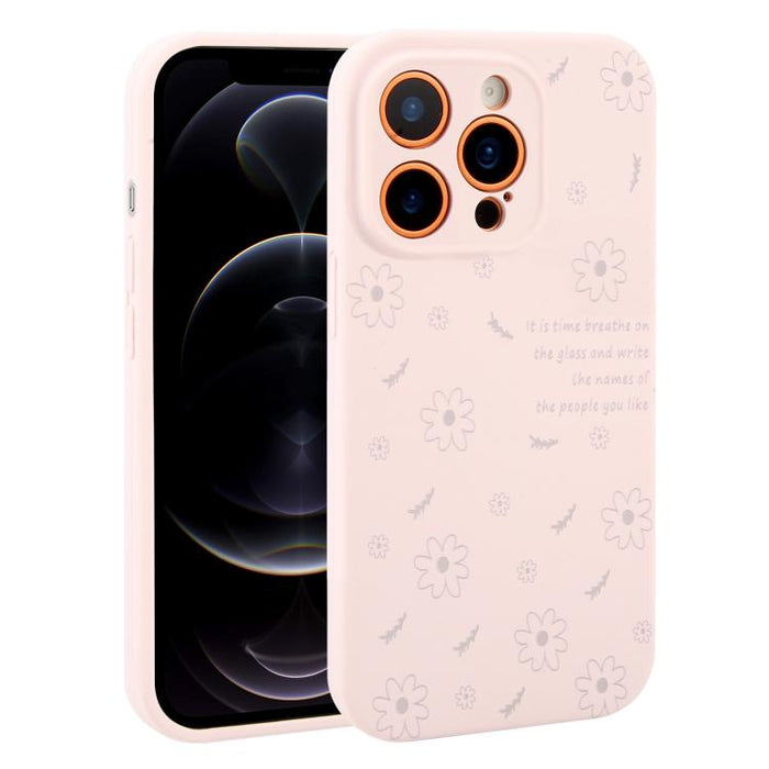 Funda de silicona líquida con estampado floral de margaritas y orificios de precisión para teléfono, For iPhone 13 Pro Max, For iPhone 13 Pro, For iPhone 13, For iPhone 12, For iPhone 12 Pro Max, For iPhone 12 Pro