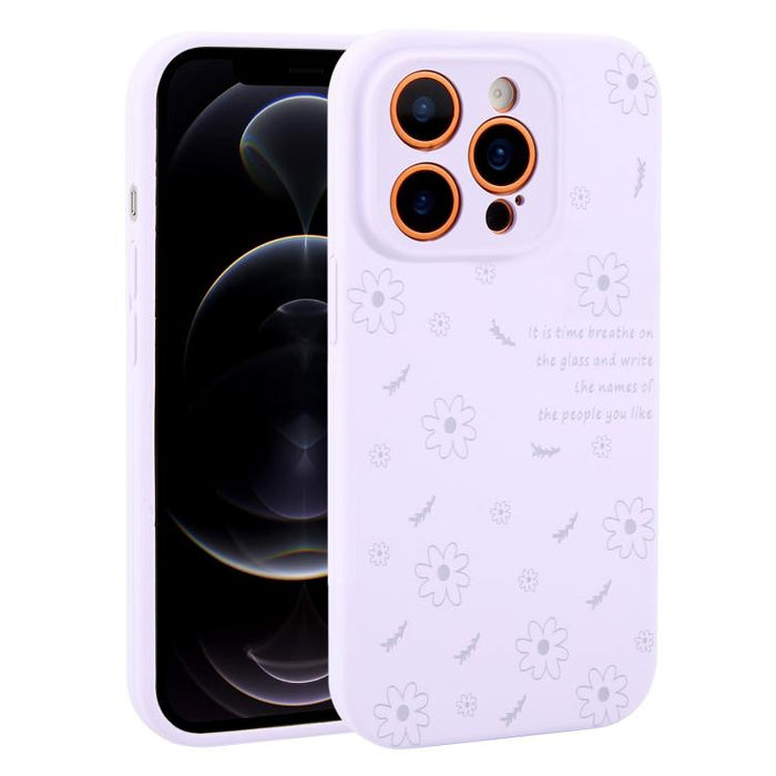 Funda de silicona líquida con estampado floral de margaritas y orificios de precisión para teléfono, For iPhone 13 Pro Max, For iPhone 13 Pro, For iPhone 13, For iPhone 12, For iPhone 12 Pro Max, For iPhone 12 Pro