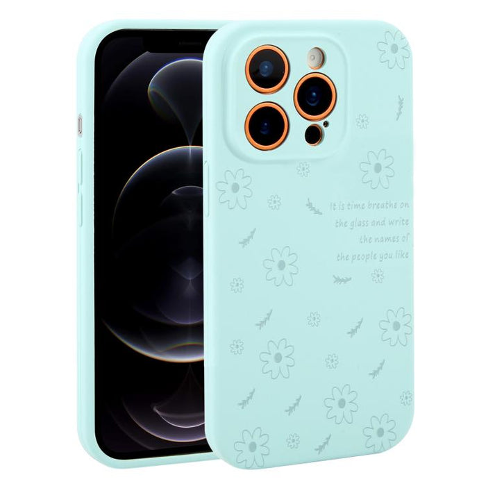 Funda de silicona líquida con estampado floral de margaritas y orificios de precisión para teléfono, For iPhone 13 Pro Max, For iPhone 13 Pro, For iPhone 13, For iPhone 12, For iPhone 12 Pro Max, For iPhone 12 Pro