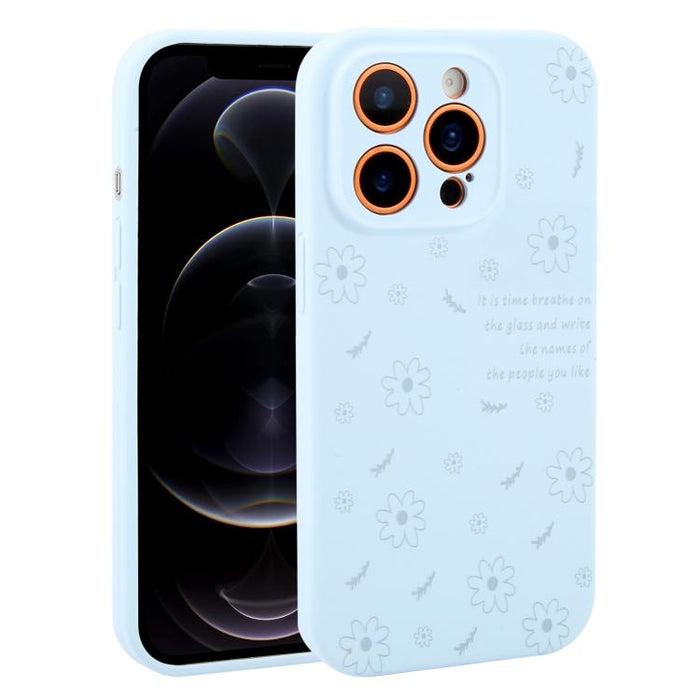 Funda de silicona líquida con estampado floral de margaritas y orificios de precisión para teléfono, For iPhone 13 Pro Max, For iPhone 13 Pro, For iPhone 13, For iPhone 12, For iPhone 12 Pro Max, For iPhone 12 Pro
