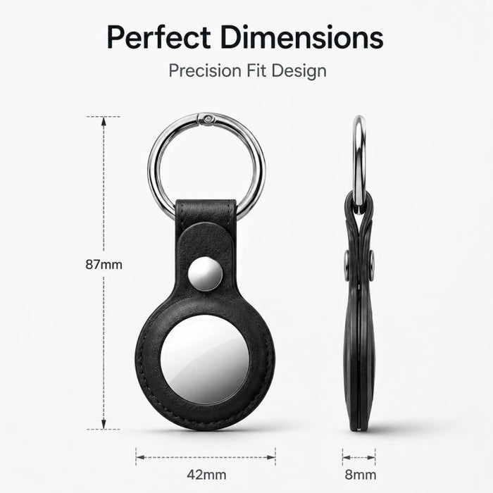 Funda protectora de cuero vegano hueco de doble cara XDcase con anillo metálico, For AirTag 2nd Gen / AirTag 1st Gen
