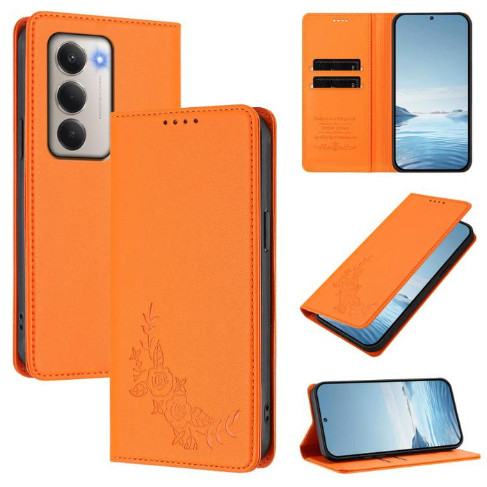 Funda para teléfono de piel vegana magnética RFID con relieve de peonía, For Redmi 15 5G Global / 15 4G SEA 169.5mm, For Redmi 15 5G / 4G EU 171mm, For Redmi 15C 5G / 4G Global 171mm / Poco C85 4G, For Redmi Turbo 4 Pro / Poco F7                       ...