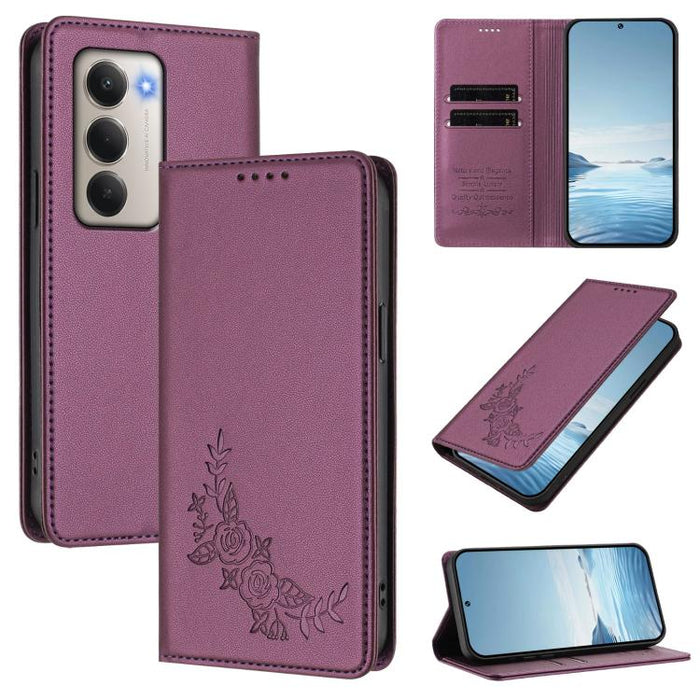 Funda para teléfono de piel vegana magnética RFID con relieve de peonía, For Redmi 15 5G Global / 15 4G SEA 169.5mm, For Redmi 15 5G / 4G EU 171mm, For Redmi 15C 5G / 4G Global 171mm / Poco C85 4G, For Redmi Turbo 4 Pro / Poco F7                       ...