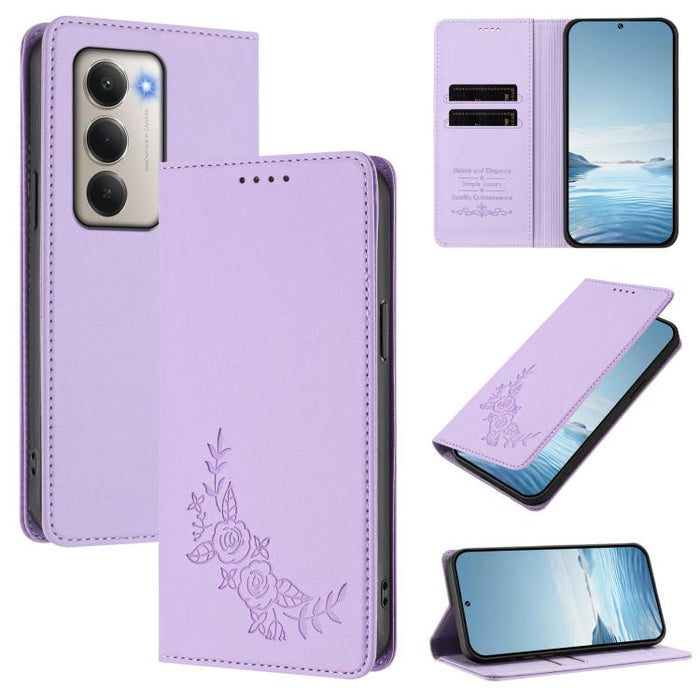 Funda para teléfono de piel vegana magnética RFID con relieve de peonía, For Redmi 15 5G Global / 15 4G SEA 169.5mm, For Redmi 15 5G / 4G EU 171mm, For Redmi 15C 5G / 4G Global 171mm / Poco C85 4G, For Redmi Turbo 4 Pro / Poco F7                       ...