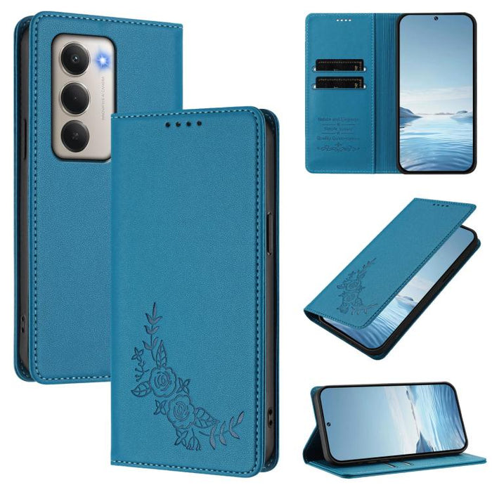 Funda para teléfono de piel vegana magnética RFID con relieve de peonía, For Redmi 15 5G Global / 15 4G SEA 169.5mm, For Redmi 15 5G / 4G EU 171mm, For Redmi 15C 5G / 4G Global 171mm / Poco C85 4G, For Redmi Turbo 4 Pro / Poco F7                       ...
