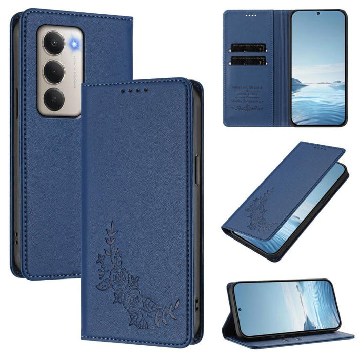 Funda para teléfono de piel vegana magnética RFID con relieve de peonía, For Redmi 15 5G Global / 15 4G SEA 169.5mm, For Redmi 15 5G / 4G EU 171mm, For Redmi 15C 5G / 4G Global 171mm / Poco C85 4G, For Redmi Turbo 4 Pro / Poco F7                       ...
