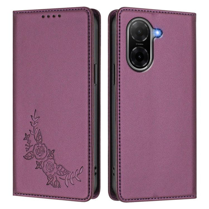 Funda para teléfono de piel vegana magnética RFID con relieve de peonía, For Redmi A7 Pro 171mm / Poco C85x 5G, For Redmi 15a 5G, For Redmi Turbo 5 Max 5G / Poco X8 Pro Max 5G, For Redmi Turbo 5 5G / Poco X8 Pro 5G                                      ...