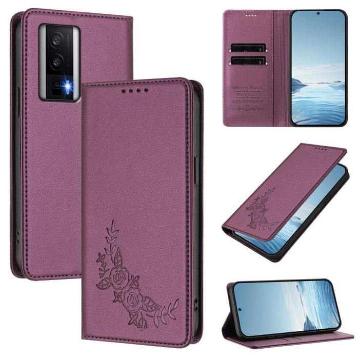 Funda para teléfono de piel vegana magnética RFID con relieve de peonía, For Redmi Note 13 4G Global, For Redmi Note 13 Pro 5G / Poco X6, For Redmi Note 13 5G Global, For Redmi Note 13 Pro+ 5G, For Redmi 12 4G / 5G / Note 12R                           ...