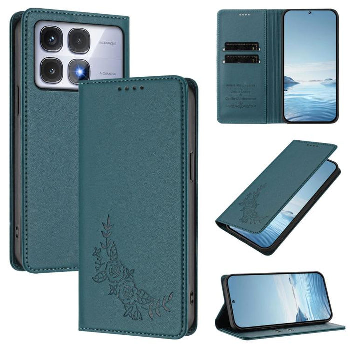 Funda para teléfono de piel vegana magnética RFID con relieve de peonía, For Redmi 14C 4G / A4 5G / Poco C75 4G, For Redmi Note 14 4G 164.84mm, For Redmi Note 14 Pro 5G / Poco X7 5G, For Redmi Note 14 5G / Poco M7 Pro 5G, For Redmi Note 14 Pro 4G      ...