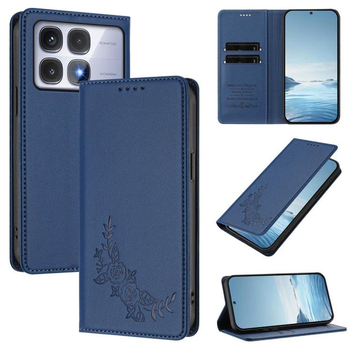 Funda para teléfono de piel vegana magnética RFID con relieve de peonía, For Redmi 14C 4G / A4 5G / Poco C75 4G, For Redmi Note 14 4G 164.84mm, For Redmi Note 14 Pro 5G / Poco X7 5G, For Redmi Note 14 5G / Poco M7 Pro 5G, For Redmi Note 14 Pro 4G      ...