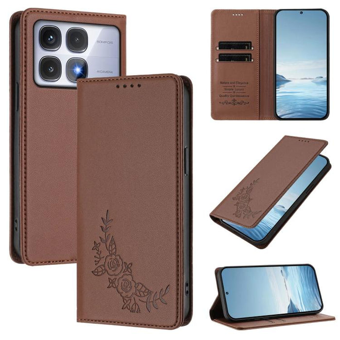 Funda para teléfono de piel vegana magnética RFID con relieve de peonía, For Redmi 14C 4G / A4 5G / Poco C75 4G, For Redmi Note 14 4G 164.84mm, For Redmi Note 14 Pro 5G / Poco X7 5G, For Redmi Note 14 5G / Poco M7 Pro 5G, For Redmi Note 14 Pro 4G      ...