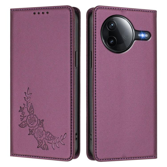 Funda para teléfono de piel vegana magnética RFID con relieve de peonía, For Redmi 14C 4G / A4 5G / Poco C75 4G, For Redmi Note 14 4G 164.84mm, For Redmi Note 14 Pro 5G / Poco X7 5G, For Redmi Note 14 5G / Poco M7 Pro 5G, For Redmi Note 14 Pro 4G      ...
