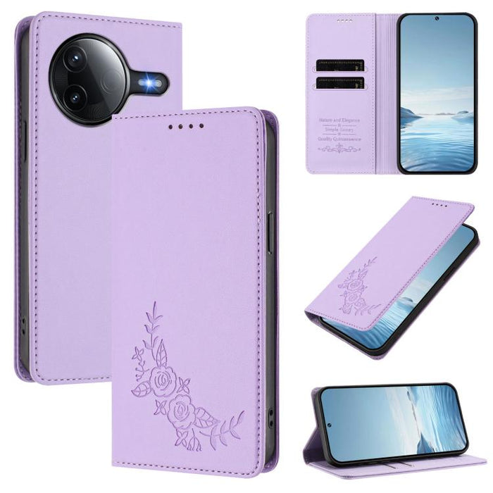Funda para teléfono de piel vegana magnética RFID con relieve de peonía, For Redmi 15 5G Global / 15 4G SEA 169.5mm, For Redmi 15 5G / 4G EU 171mm, For Redmi 15C 5G / 4G Global 171mm / Poco C85 4G, For Redmi Turbo 4 Pro / Poco F7                       ...