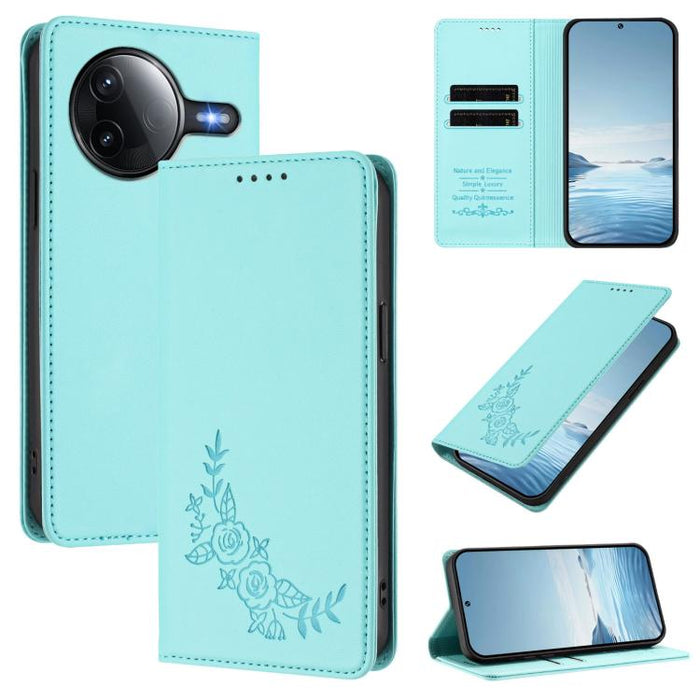 Funda para teléfono de piel vegana magnética RFID con relieve de peonía, For Redmi 15 5G Global / 15 4G SEA 169.5mm, For Redmi 15 5G / 4G EU 171mm, For Redmi 15C 5G / 4G Global 171mm / Poco C85 4G, For Redmi Turbo 4 Pro / Poco F7                       ...