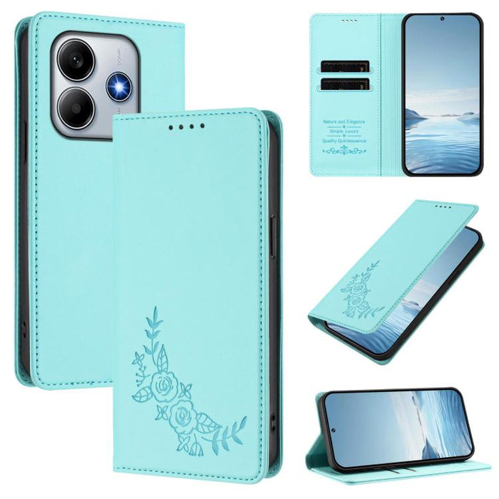 Funda para teléfono de piel vegana magnética RFID con relieve de peonía, For Redmi 14C 4G / A4 5G / Poco C75 4G, For Redmi Note 14 4G 164.84mm, For Redmi Note 14 Pro 5G / Poco X7 5G, For Redmi Note 14 5G / Poco M7 Pro 5G, For Redmi Note 14 Pro 4G      ...
