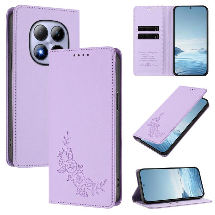 Funda para teléfono de piel vegana magnética RFID con relieve de peonía, For Redmi A7 Pro 171mm / Poco C85x 5G, For Redmi 15a 5G, For Redmi Turbo 5 Max 5G / Poco X8 Pro Max 5G, For Redmi Turbo 5 5G / Poco X8 Pro 5G                                      ...