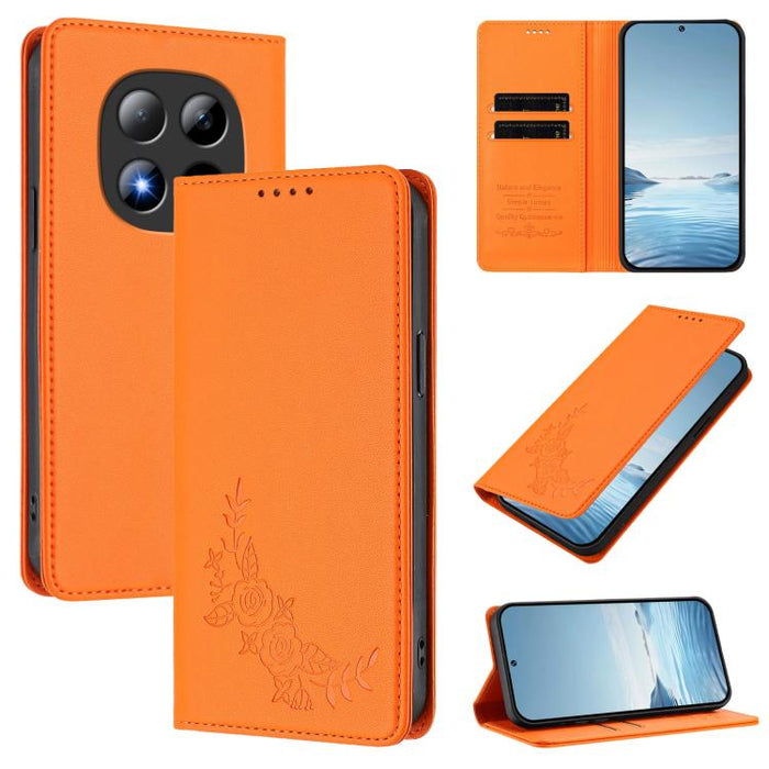 Funda para teléfono de piel vegana magnética RFID con relieve de peonía, For Redmi A7 Pro 171mm / Poco C85x 5G, For Redmi 15a 5G, For Redmi Turbo 5 Max 5G / Poco X8 Pro Max 5G, For Redmi Turbo 5 5G / Poco X8 Pro 5G                                      ...