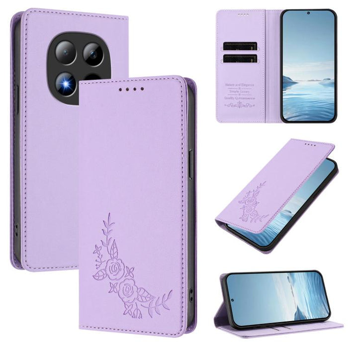 Funda para teléfono de piel vegana magnética RFID con relieve de peonía, For Redmi A7 Pro 171mm / Poco C85x 5G, For Redmi 15a 5G, For Redmi Turbo 5 Max 5G / Poco X8 Pro Max 5G, For Redmi Turbo 5 5G / Poco X8 Pro 5G                                      ...