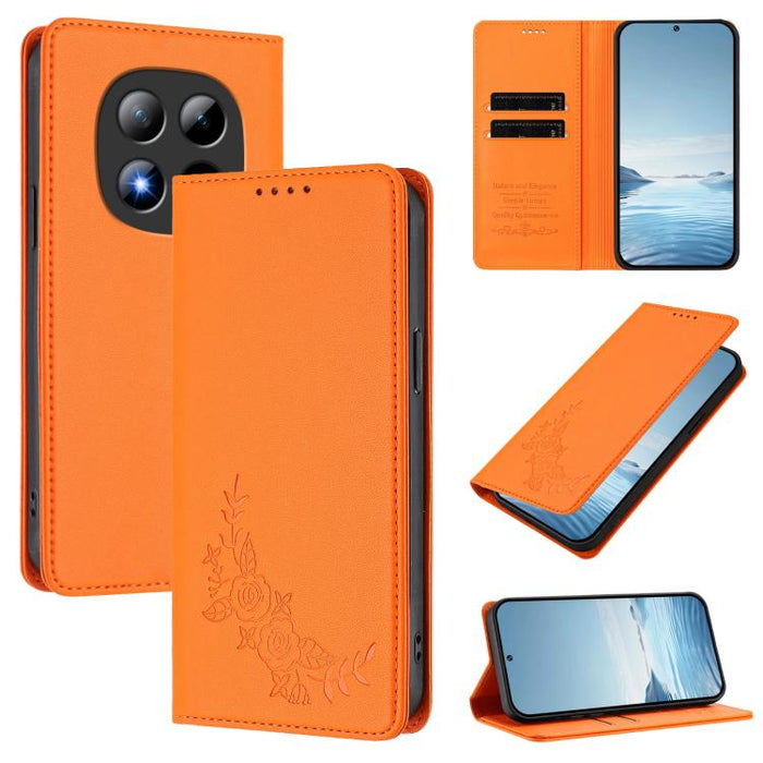 Funda para teléfono de piel vegana magnética RFID con relieve de peonía, For Redmi A7 Pro 171mm / Poco C85x 5G, For Redmi 15a 5G, For Redmi Turbo 5 Max 5G / Poco X8 Pro Max 5G, For Redmi Turbo 5 5G / Poco X8 Pro 5G                                      ...