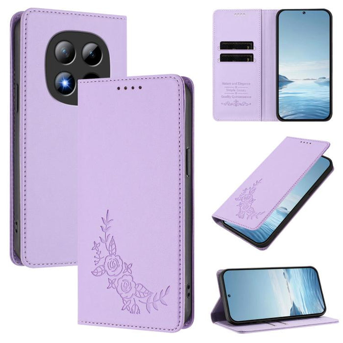 Funda para teléfono de piel vegana magnética RFID con relieve de peonía, For Redmi A7 Pro 171mm / Poco C85x 5G, For Redmi 15a 5G, For Redmi Turbo 5 Max 5G / Poco X8 Pro Max 5G, For Redmi Turbo 5 5G / Poco X8 Pro 5G                                      ...