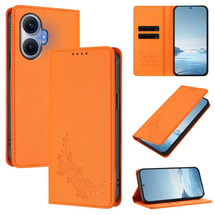 Funda para teléfono de piel vegana magnética RFID con relieve de peonía, For Redmi 15 5G Global / 15 4G SEA 169.5mm, For Redmi 15 5G / 4G EU 171mm, For Redmi 15C 5G / 4G Global 171mm / Poco C85 4G, For Redmi Turbo 4 Pro / Poco F7                       ...