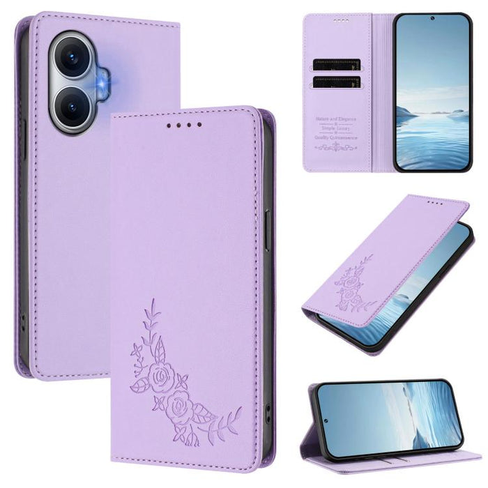 Funda para teléfono de piel vegana magnética RFID con relieve de peonía, For Redmi 15 5G Global / 15 4G SEA 169.5mm, For Redmi 15 5G / 4G EU 171mm, For Redmi 15C 5G / 4G Global 171mm / Poco C85 4G, For Redmi Turbo 4 Pro / Poco F7                       ...