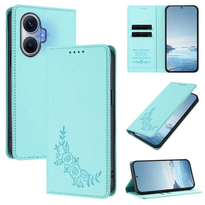 Funda para teléfono de piel vegana magnética RFID con relieve de peonía, For Redmi 15 5G Global / 15 4G SEA 169.5mm, For Redmi 15 5G / 4G EU 171mm, For Redmi 15C 5G / 4G Global 171mm / Poco C85 4G, For Redmi Turbo 4 Pro / Poco F7                       ...