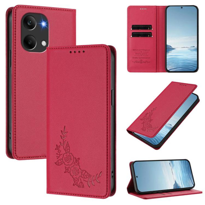 Funda para teléfono de piel vegana magnética RFID con relieve de peonía, For Redmi A7 Pro 171mm / Poco C85x 5G, For Redmi 15a 5G, For Redmi Turbo 5 Max 5G / Poco X8 Pro Max 5G, For Redmi Turbo 5 5G / Poco X8 Pro 5G                                      ...