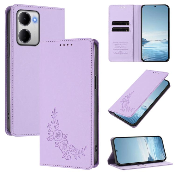 Funda para teléfono de piel vegana magnética RFID con relieve de peonía, For Redmi A7 Pro 171mm / Poco C85x 5G, For Redmi 15a 5G, For Redmi Turbo 5 Max 5G / Poco X8 Pro Max 5G, For Redmi Turbo 5 5G / Poco X8 Pro 5G                                      ...