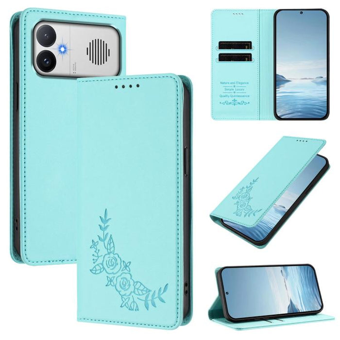 Funda para teléfono de piel vegana magnética RFID con relieve de peonía, For Redmi A7 Pro 171mm / Poco C85x 5G, For Redmi 15a 5G, For Redmi Turbo 5 Max 5G / Poco X8 Pro Max 5G, For Redmi Turbo 5 5G / Poco X8 Pro 5G                                      ...