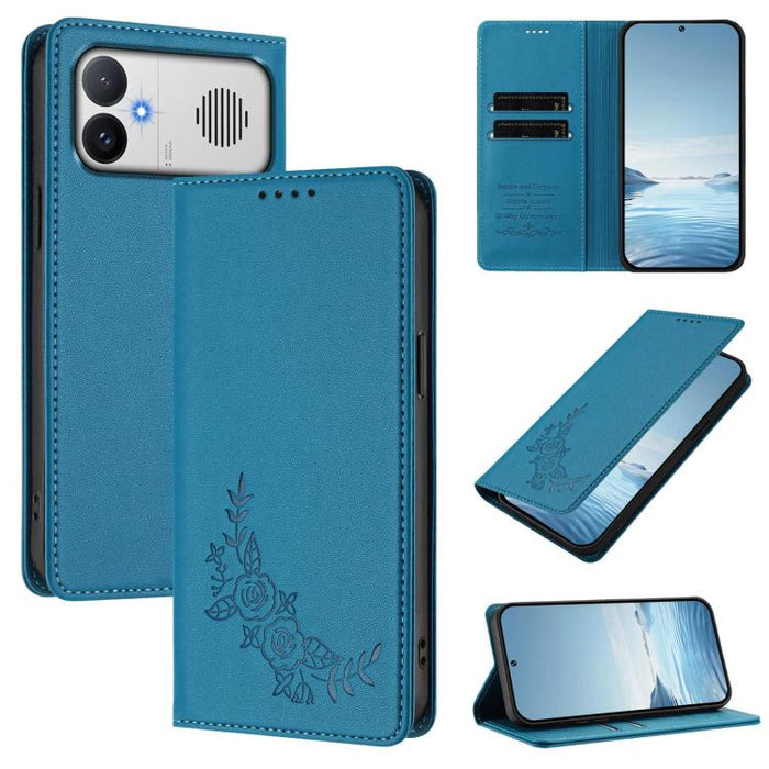 Funda para teléfono de piel vegana magnética RFID con relieve de peonía, For Redmi A7 Pro 171mm / Poco C85x 5G, For Redmi 15a 5G, For Redmi Turbo 5 Max 5G / Poco X8 Pro Max 5G, For Redmi Turbo 5 5G / Poco X8 Pro 5G                                      ...