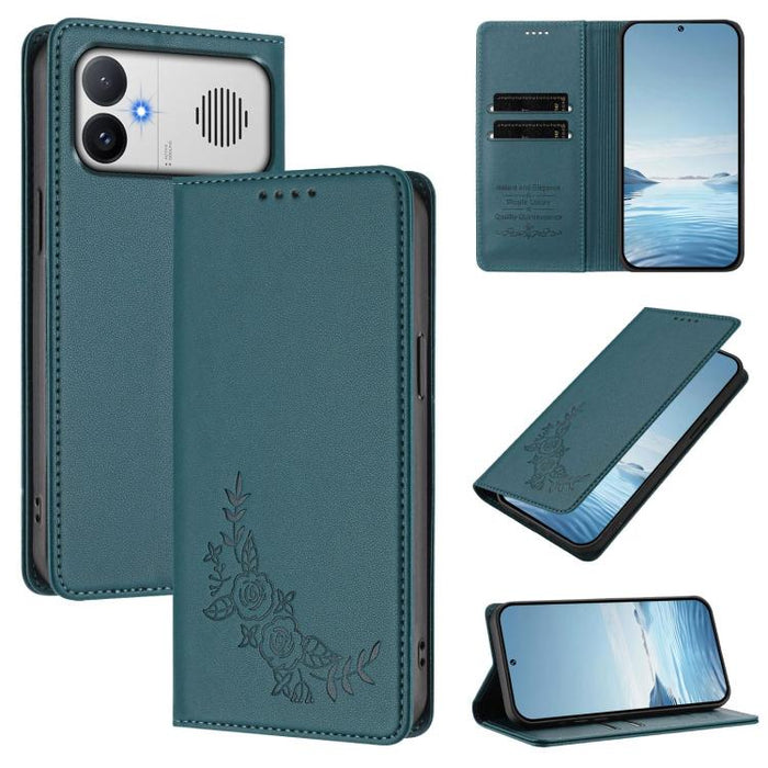 Funda para teléfono de piel vegana magnética RFID con relieve de peonía, For Redmi A7 Pro 171mm / Poco C85x 5G, For Redmi 15a 5G, For Redmi Turbo 5 Max 5G / Poco X8 Pro Max 5G, For Redmi Turbo 5 5G / Poco X8 Pro 5G                                      ...