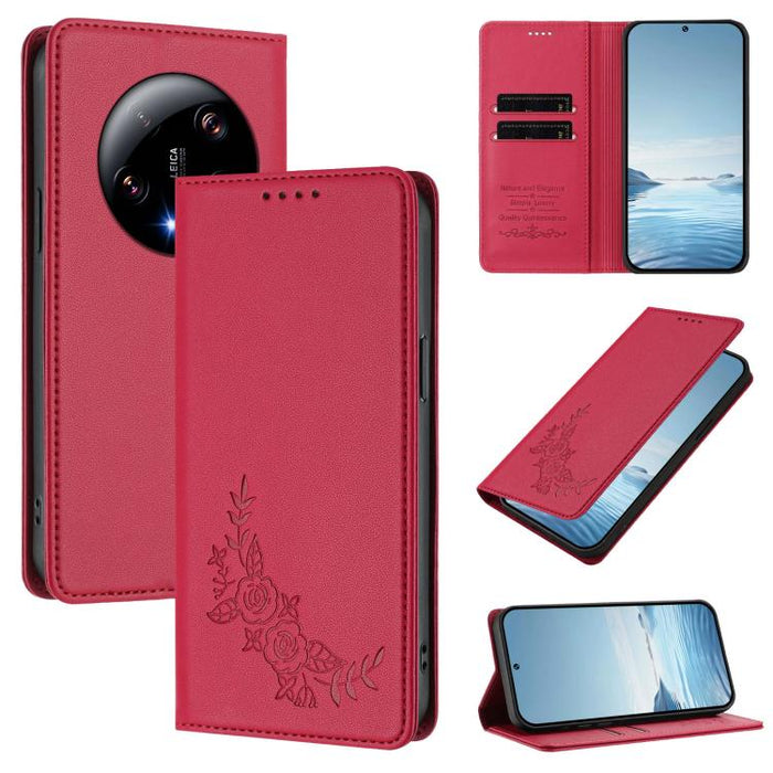 Funda para teléfono de piel vegana magnética RFID con relieve de peonía, For Xiaomi Poco F6 / Redmi Turbo 3, For Xiaomi Poco F6 Pro / Redmi K70 / K70 Pro, For Xiaomi Poco X6 Neo, For Xiaomi Poco X6 Pro, For Xiaomi 14 Ultra, For Xiaomi 14 Pro           ...
