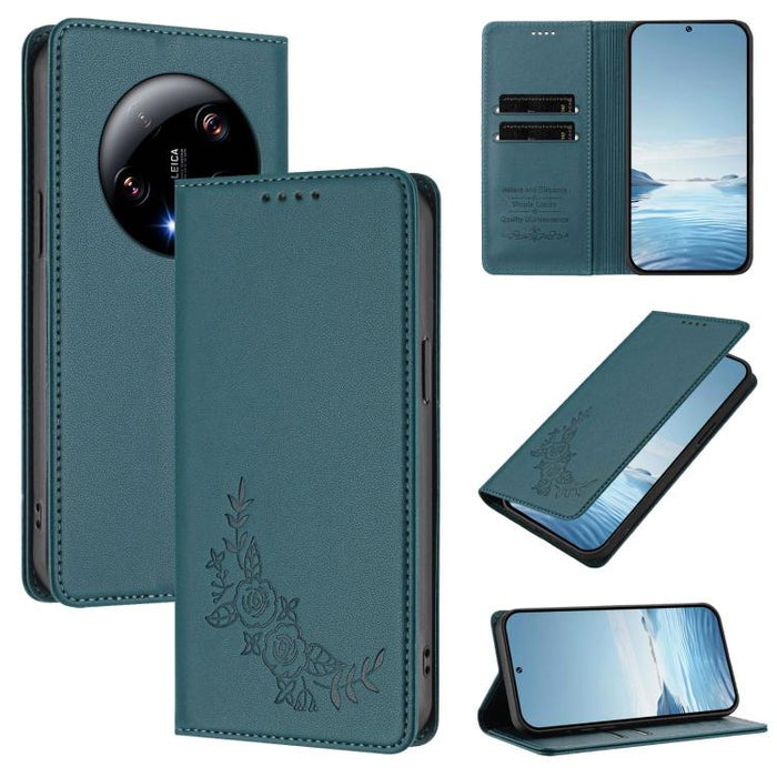Funda para teléfono de piel vegana magnética RFID con relieve de peonía, For Xiaomi Poco F6 / Redmi Turbo 3, For Xiaomi Poco F6 Pro / Redmi K70 / K70 Pro, For Xiaomi Poco X6 Neo, For Xiaomi Poco X6 Pro, For Xiaomi 14 Ultra, For Xiaomi 14 Pro           ...